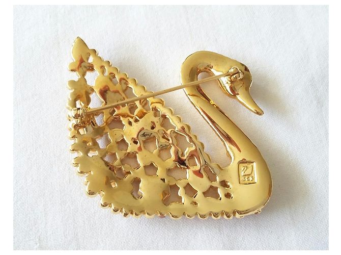 1995 - Spilla iconica decorata con cristalli Swarovski. Multicolore Gold hardware - vista 4