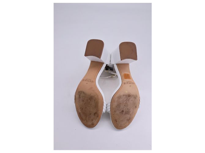 Alexandre Birman Vicky Sandalen mit Blockabsatz aus weißem Leder - Ansicht 10