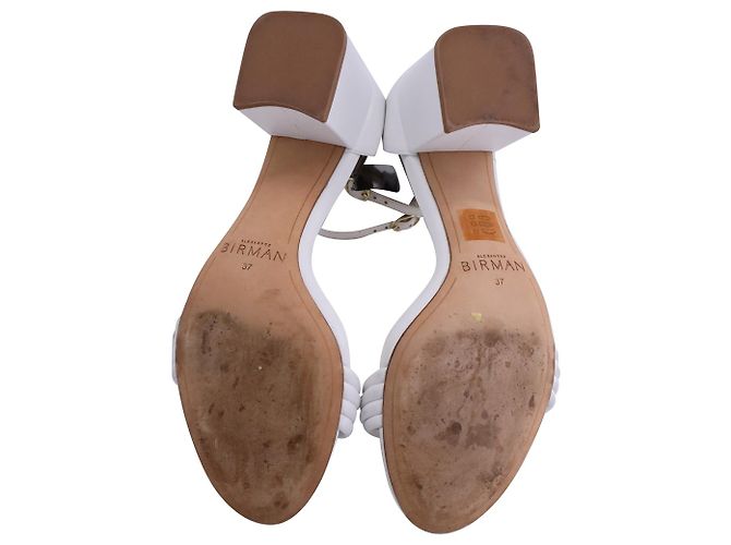 Alexandre Birman Vicky Sandalen mit Blockabsatz aus weißem Leder - Ansicht 4