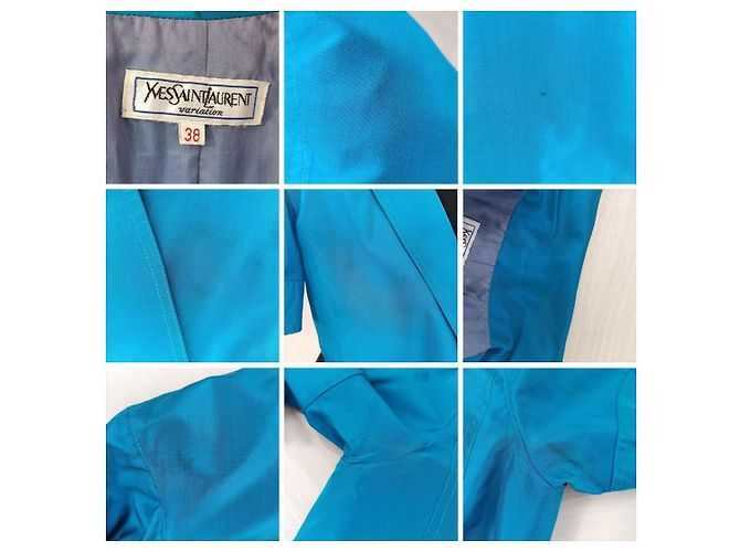 Yves Saint Laurent Chaqueta corta de seda azul de YSL. Turquesa - vista 10