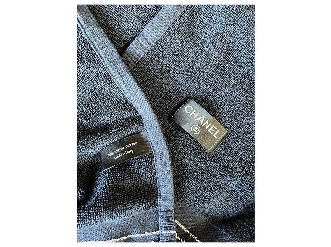 Serviette de bain Chanel Logo CC Coton Gris Anthracite - vue 2