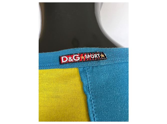 Maglietta in cotone Dolce & Gabbana blu e gialla Giallo - vista 10