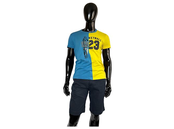 Maglietta in cotone Dolce & Gabbana blu e gialla Giallo - vista 4