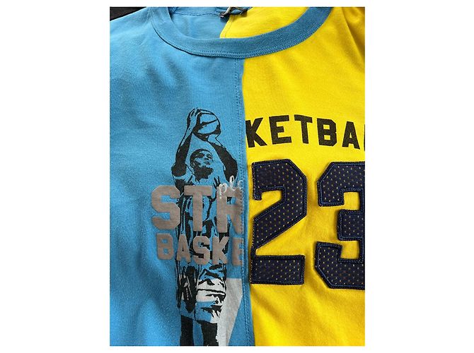 Maglietta in cotone Dolce & Gabbana blu e gialla Giallo - vista 9