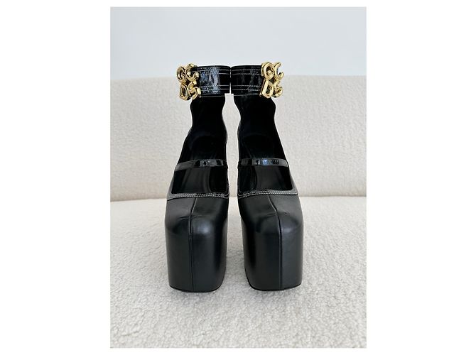 Décolleté con plateau Divine GCDS in pelle nera Nero - vista 6