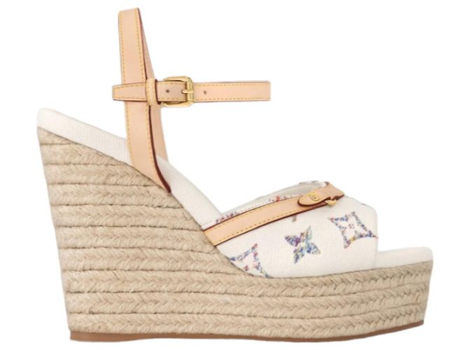Louis Vuitton Sandali con zeppa Helios Beige - vista 2