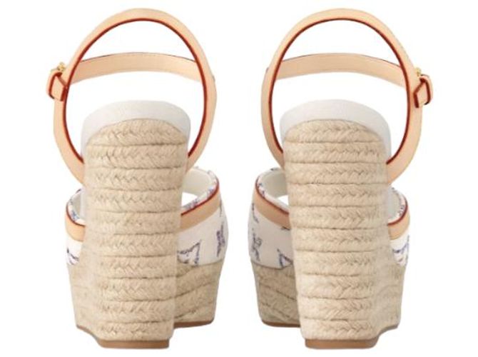 Louis Vuitton Sandali con zeppa Helios Beige - vista 3
