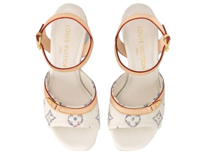 Louis Vuitton Sandali con zeppa Helios Beige - vista 4