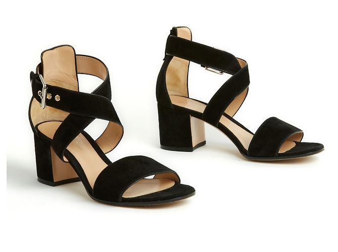 Prada Sandali EU38.5 in camoscio nero con tacco US8. - vista 2