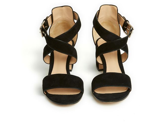 Prada Sandali EU38.5 in camoscio nero con tacco US8. - vista 3