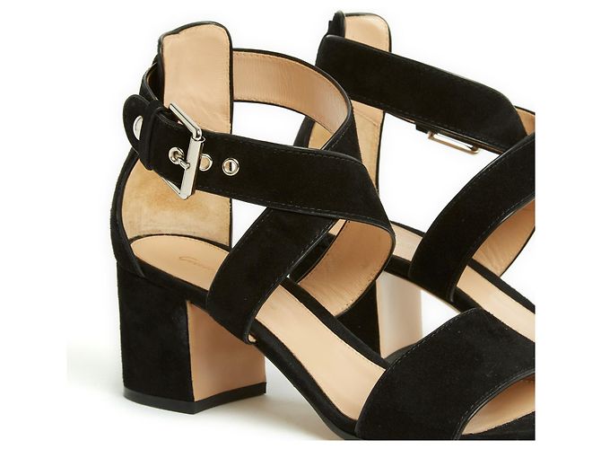 Prada Sandali EU38.5 in camoscio nero con tacco US8. - vista 4