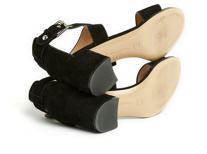 Prada Sandali EU38.5 in camoscio nero con tacco US8. - vista 6