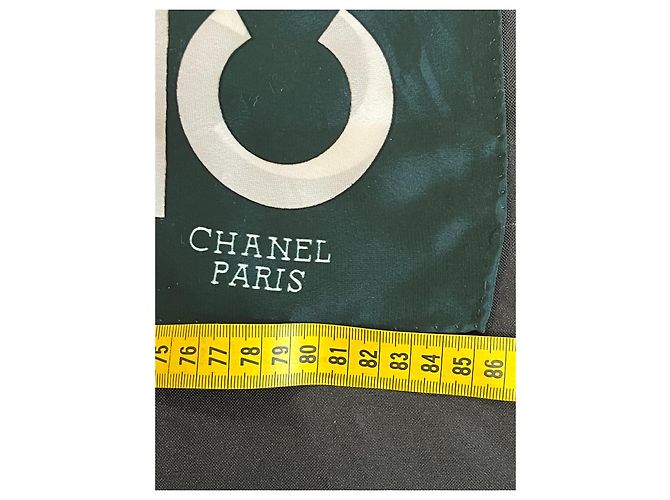 Chanel Seidentuch Gabrielle grün und weiß - Ansicht 4