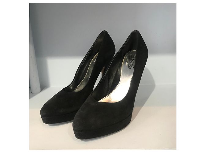 Tacchi GUCCI T.EU 39 Camoscio Nero - vista 3
