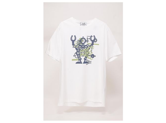 Hermès Camiseta Hermes con estampado de robot en algodón blanco - vista 5
