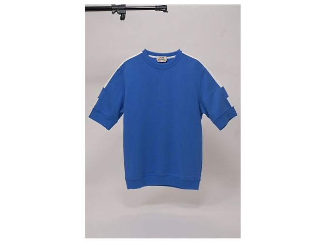Hermès Pull Hermes à manches courtes en coton bleu - vue 4