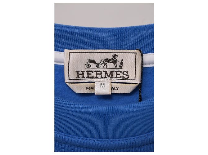 Hermès Pull Hermes à manches courtes en coton bleu - vue 6