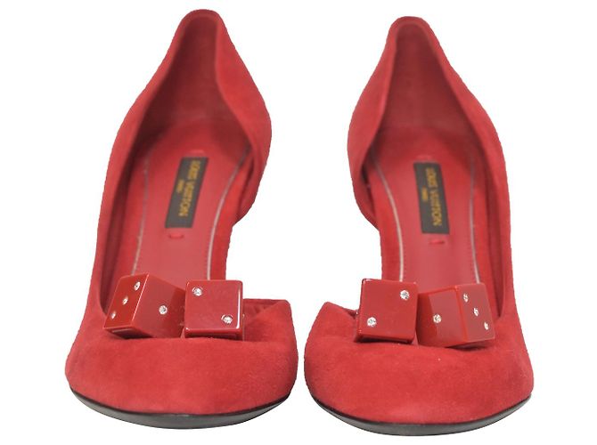 Twist Décolleté Louis Vuitton Dice in pelle scamosciata rossa Rosso - vista 2