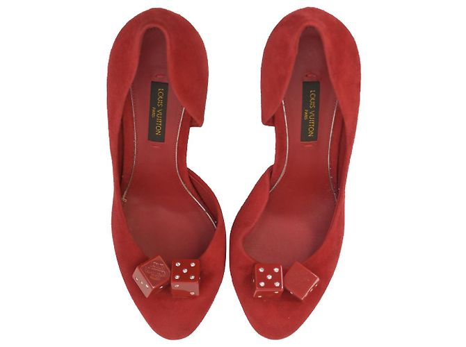 Twist Décolleté Louis Vuitton Dice in pelle scamosciata rossa Rosso - vista 5