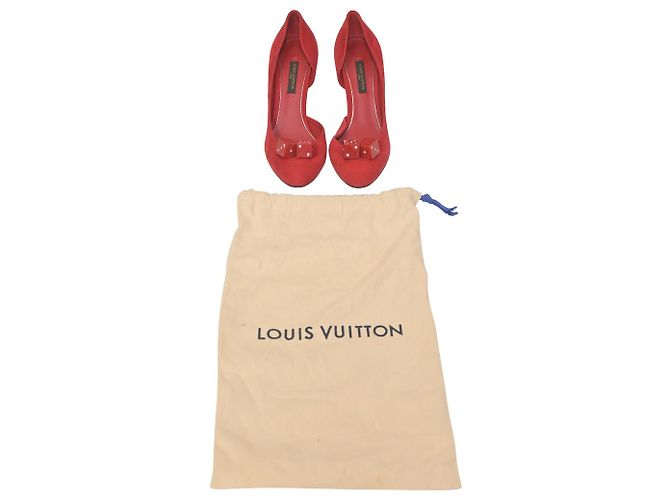 Twist Décolleté Louis Vuitton Dice in pelle scamosciata rossa Rosso - vista 7
