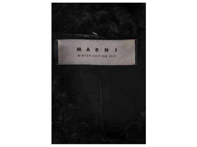 Marni Shearling-Pelzmantel aus schwarzer Wolle - Ansicht 10