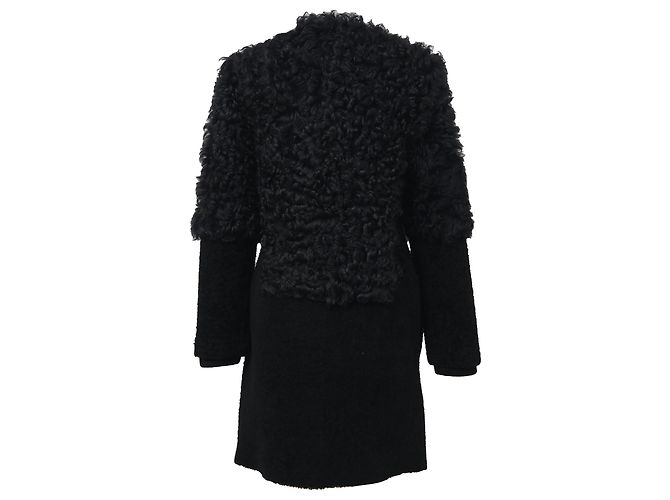 Marni Shearling-Pelzmantel aus schwarzer Wolle - Ansicht 2
