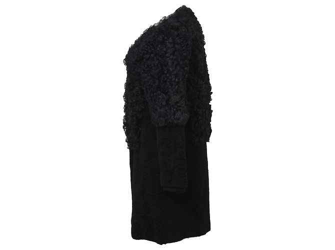 Marni Shearling-Pelzmantel aus schwarzer Wolle - Ansicht 3