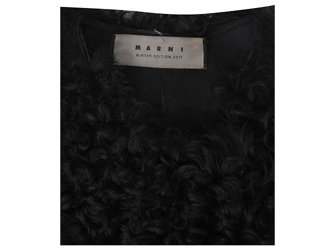 Marni Shearling-Pelzmantel aus schwarzer Wolle - Ansicht 4