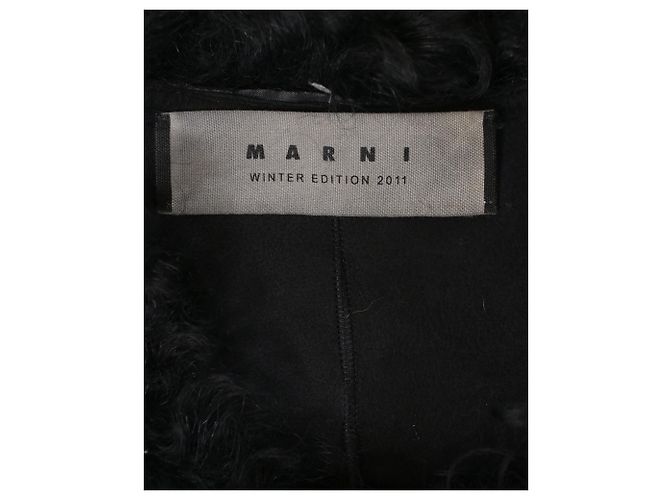 Marni Shearling-Pelzmantel aus schwarzer Wolle - Ansicht 5