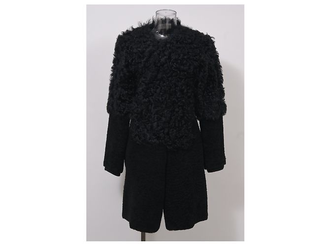 Marni Shearling-Pelzmantel aus schwarzer Wolle - Ansicht 6