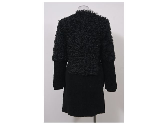 Marni Shearling-Pelzmantel aus schwarzer Wolle - Ansicht 7
