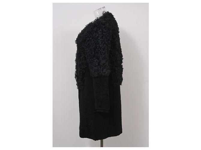 Marni Shearling-Pelzmantel aus schwarzer Wolle - Ansicht 8