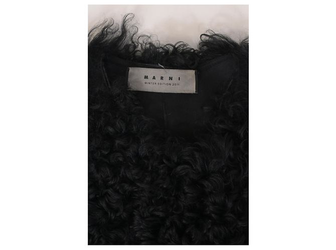 Marni Shearling-Pelzmantel aus schwarzer Wolle - Ansicht 9