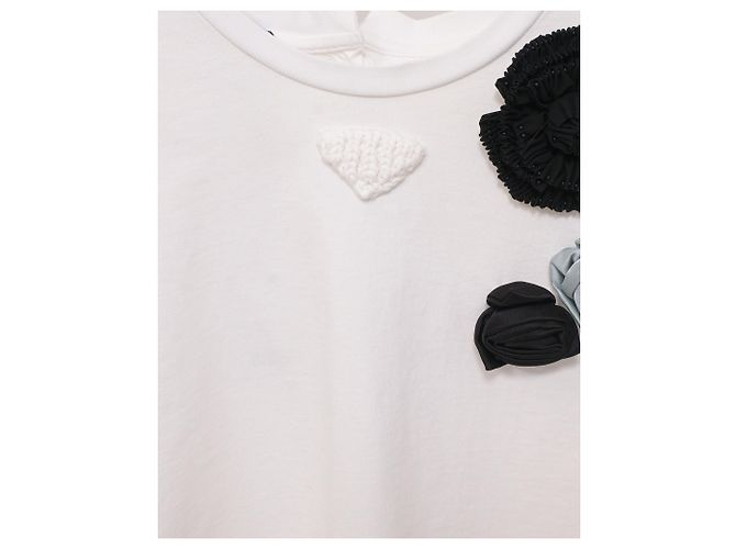 Top corto con apliques de flores de Prada en algodón blanco - vista 3