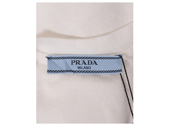 Top corto con apliques de flores de Prada en algodón blanco - vista 4