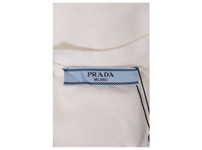 Top corto con apliques de flores de Prada en algodón blanco - vista 8