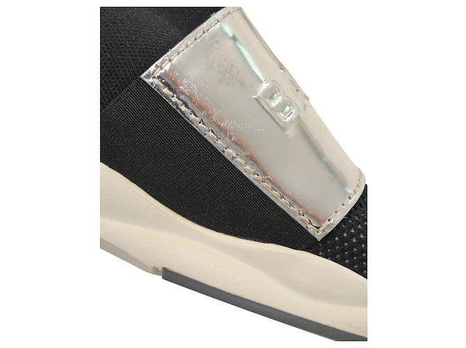 Balmain Baskets Montantes Cameron à Logo Embossé en Maille Stretch Et Maille Noires - vue 10