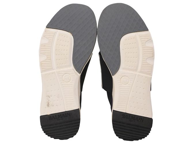 Balmain Baskets Montantes Cameron à Logo Embossé en Maille Stretch Et Maille Noires - vue 12