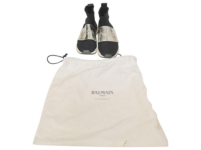 Balmain Baskets Montantes Cameron à Logo Embossé en Maille Stretch Et Maille Noires - vue 9