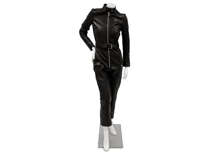 Chanel 9K$ Neuer schwarzer Lederoverall - Ansicht 3
