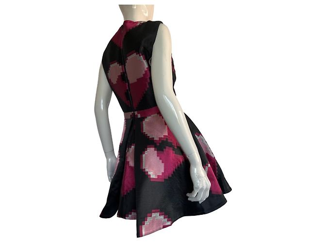Philipp Plein Fatality Kleid mit Herzen Schwarz Rosa Pink - Ansicht 3