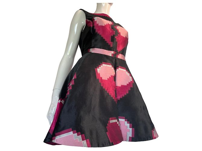 Philipp Plein Fatality Kleid mit Herzen Schwarz Rosa Pink - Ansicht 4