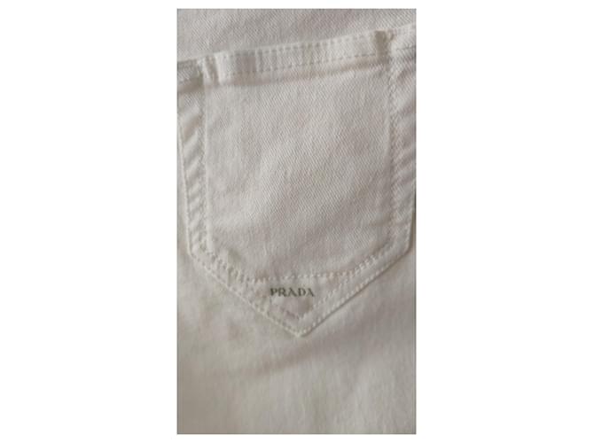 PANTALONES VAQUEROS PRADA EN DENIM ELÁSTICO. Blanco - vista 11