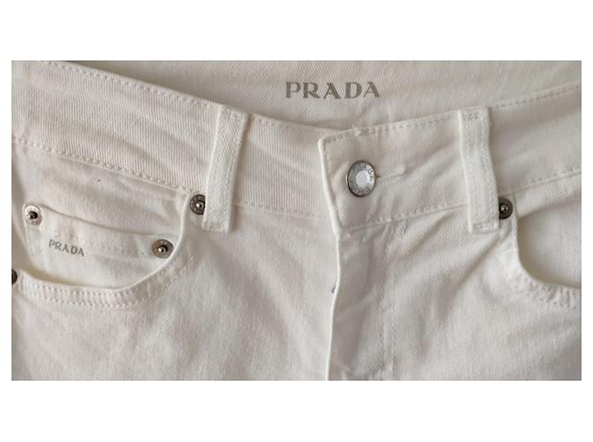 PANTALONES VAQUEROS PRADA EN DENIM ELÁSTICO. Blanco - vista 2