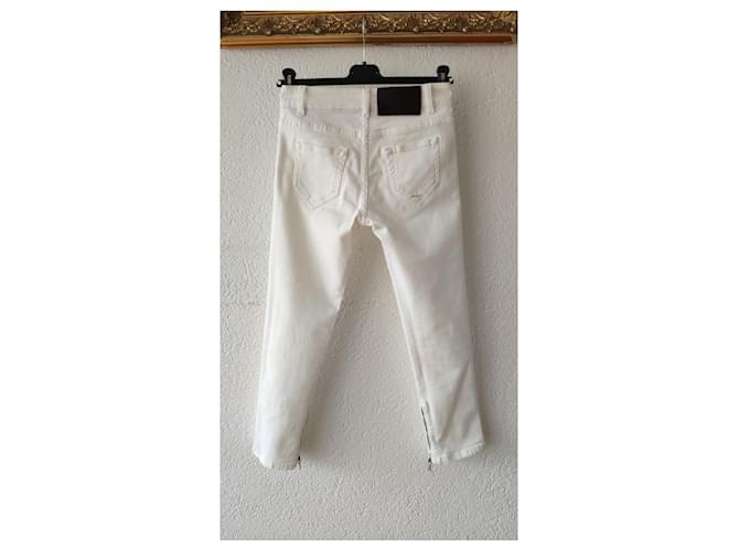 PANTALONES VAQUEROS PRADA EN DENIM ELÁSTICO. Blanco - vista 3
