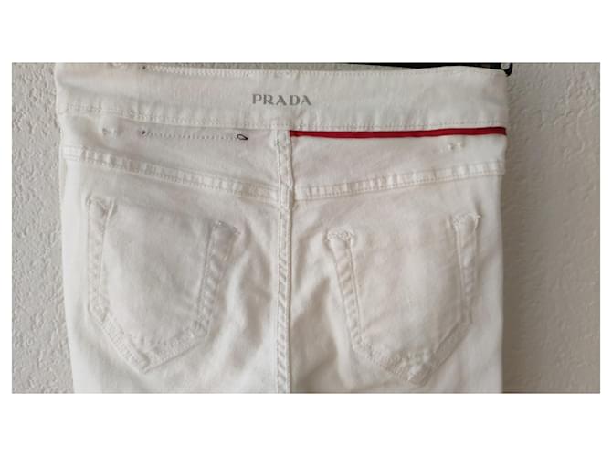 PANTALONES VAQUEROS PRADA EN DENIM ELÁSTICO. Blanco - vista 6