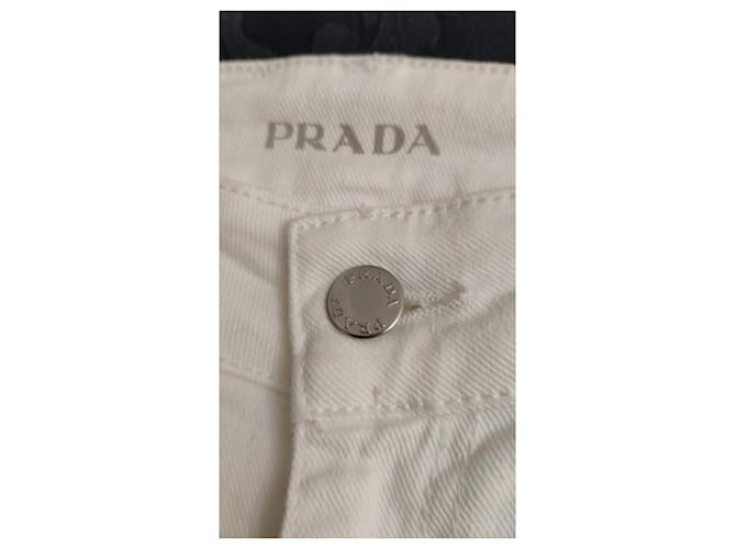 PANTALONES VAQUEROS PRADA EN DENIM ELÁSTICO. Blanco - vista 9