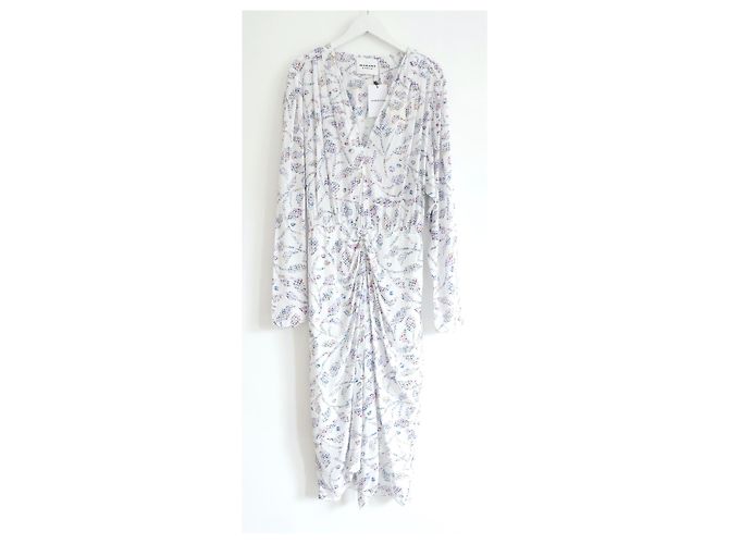 Isabel Marant Etoile Danalia Ecru Block Print Kleid Weiß Mehrfarben Roh - Ansicht 3