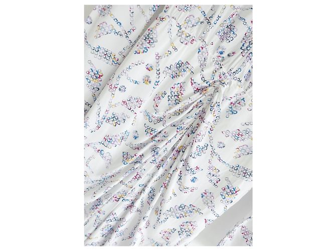 Isabel Marant Etoile Danalia Ecru Block Print Kleid Weiß Mehrfarben Roh - Ansicht 4