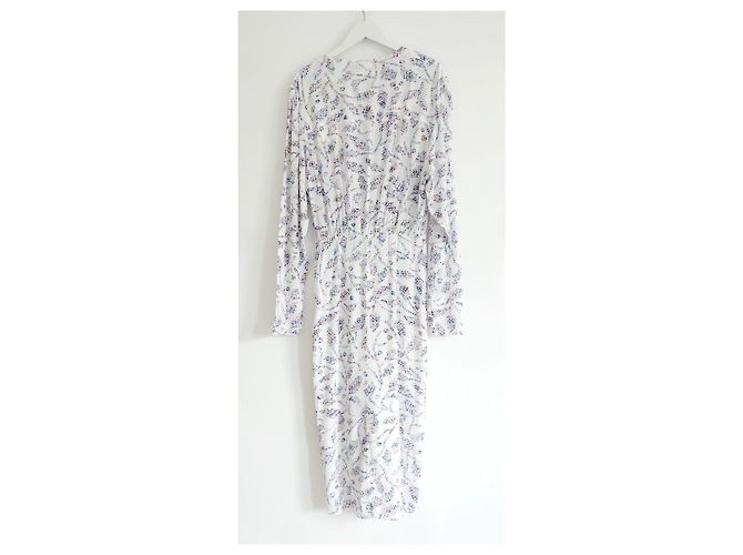 Isabel Marant Etoile Danalia Ecru Block Print Kleid Weiß Mehrfarben Roh - Ansicht 6